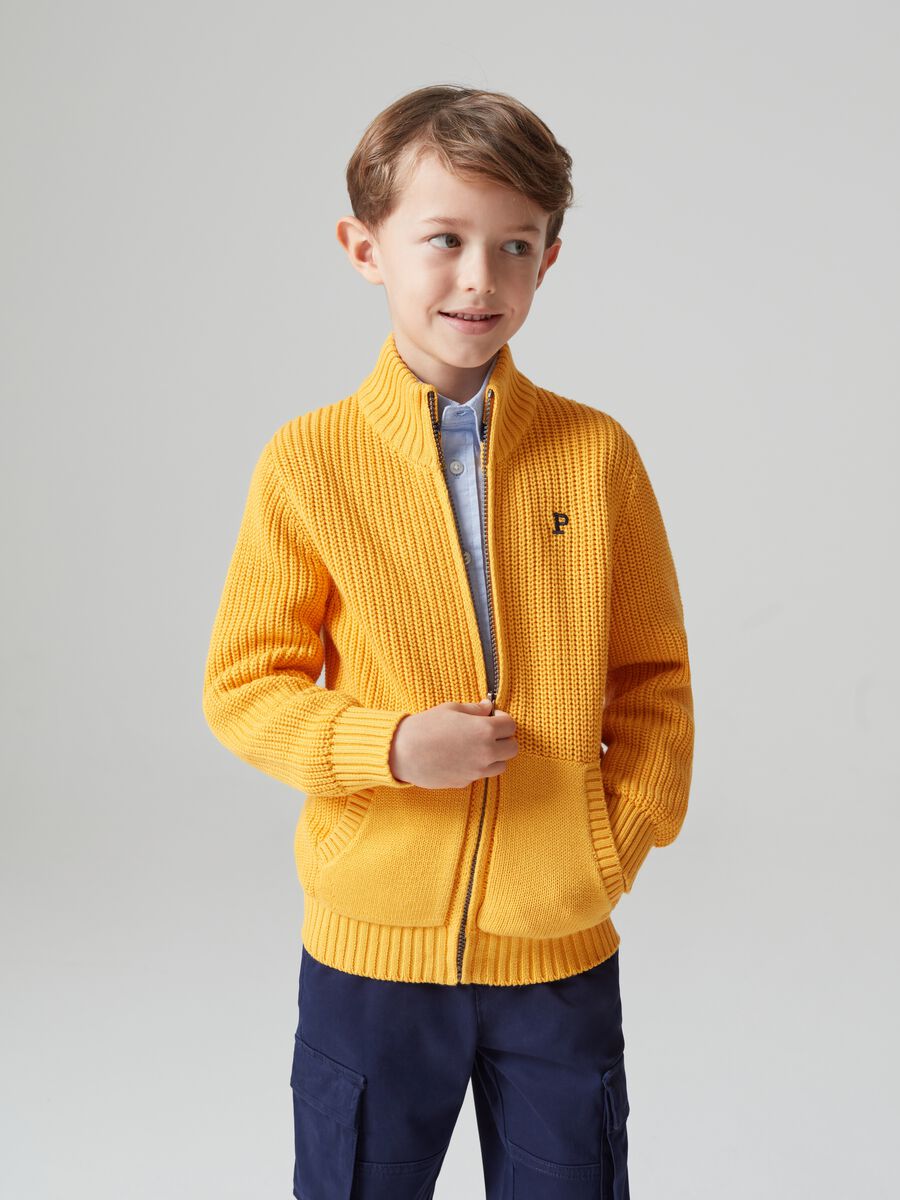 Cardigan full-zip in cotone con ricamo_1