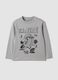 Grey oversized T-shirt in pure organic cotton with racing print for boys_0
