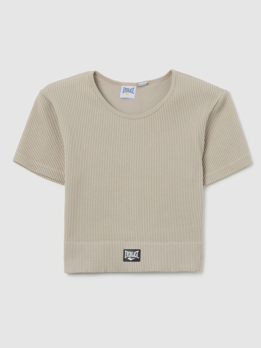 T-shirt in tessuto elasticizzato beige regular fit_4