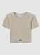 Beige stretch fabric T-shirt regular fit_4