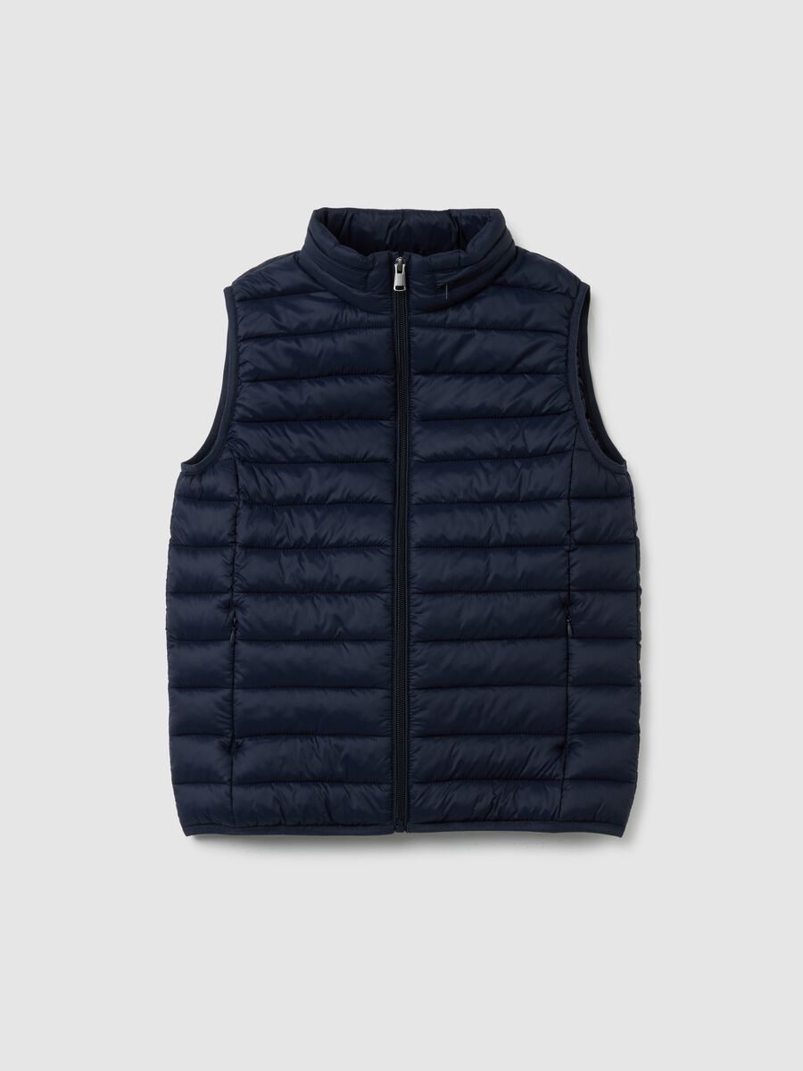 Boy's blue gilet with high collar_3