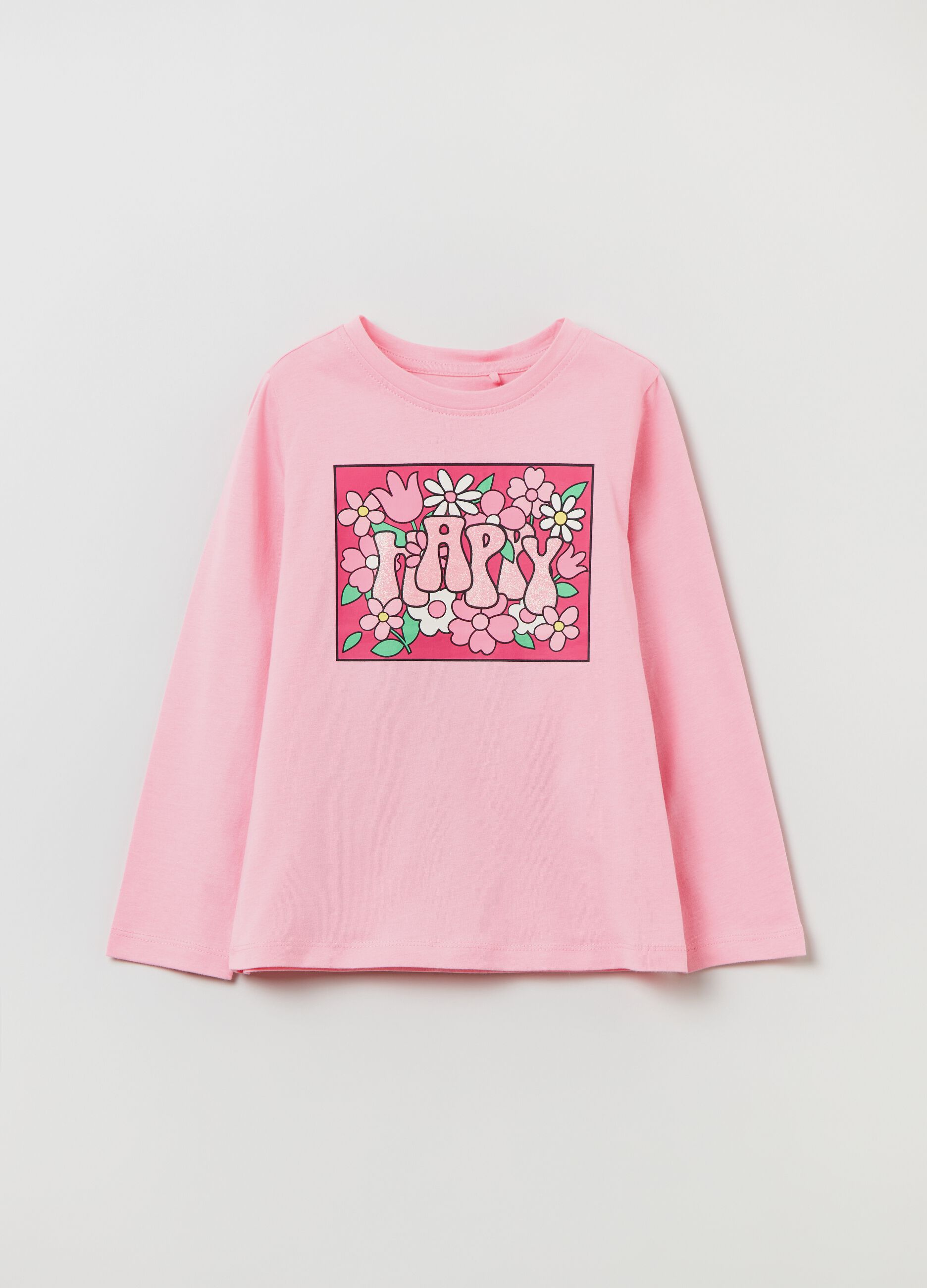 Long-sleeved T-shirt with flower print