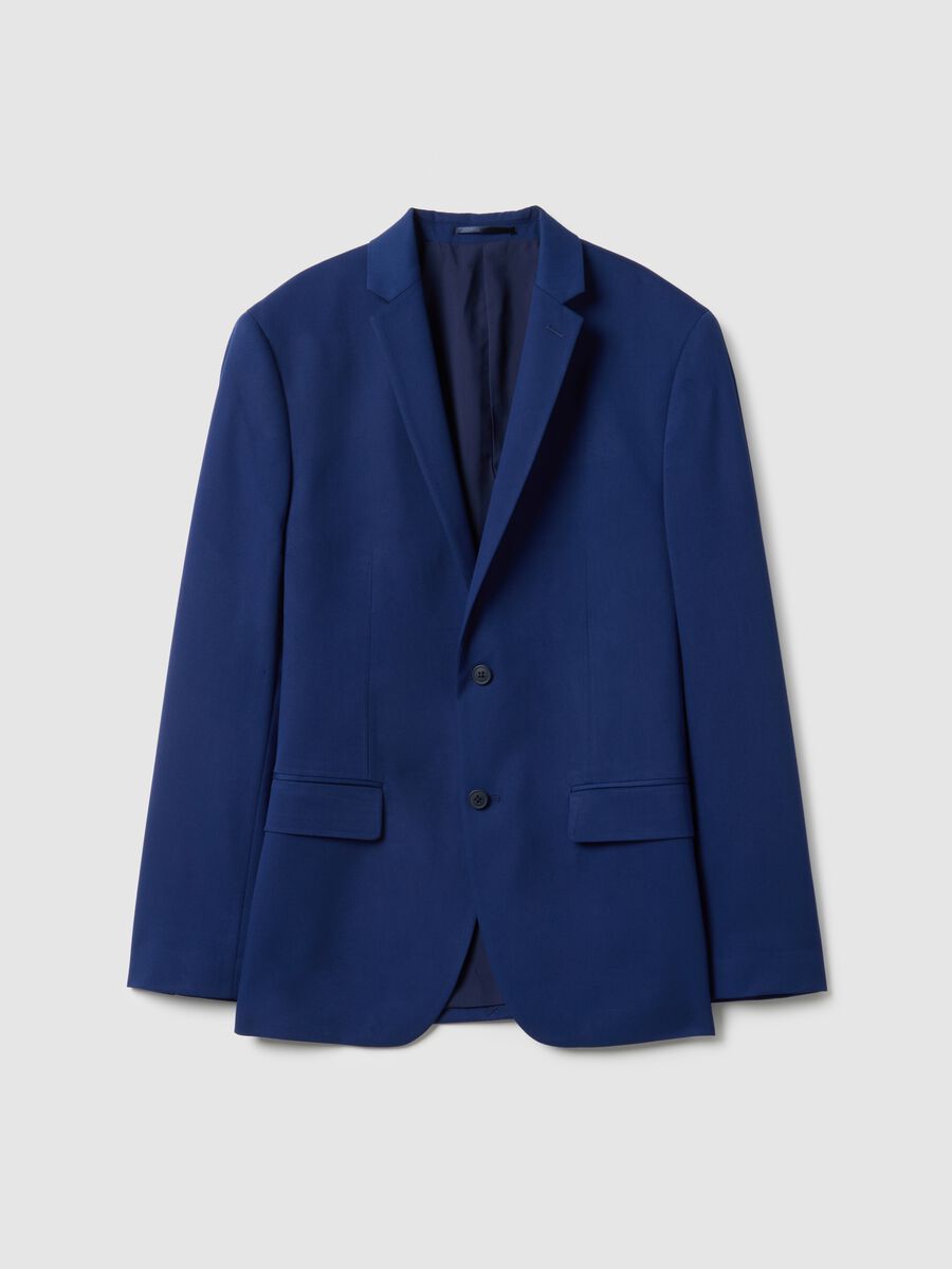 Blue Slim Fit Single-Breasted Blazer_0