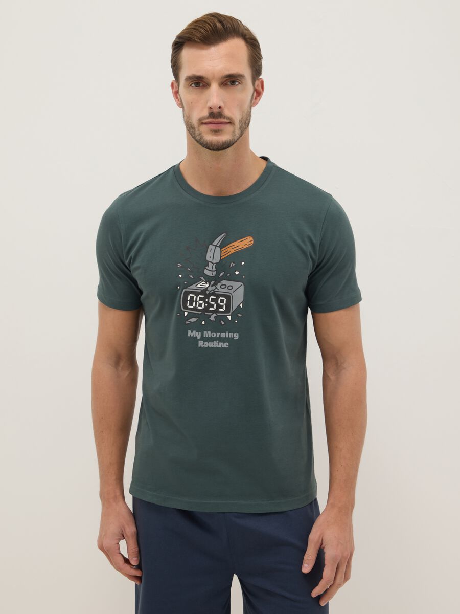 Short pyjamas in pure multicoloured cotton regular fit with print_1