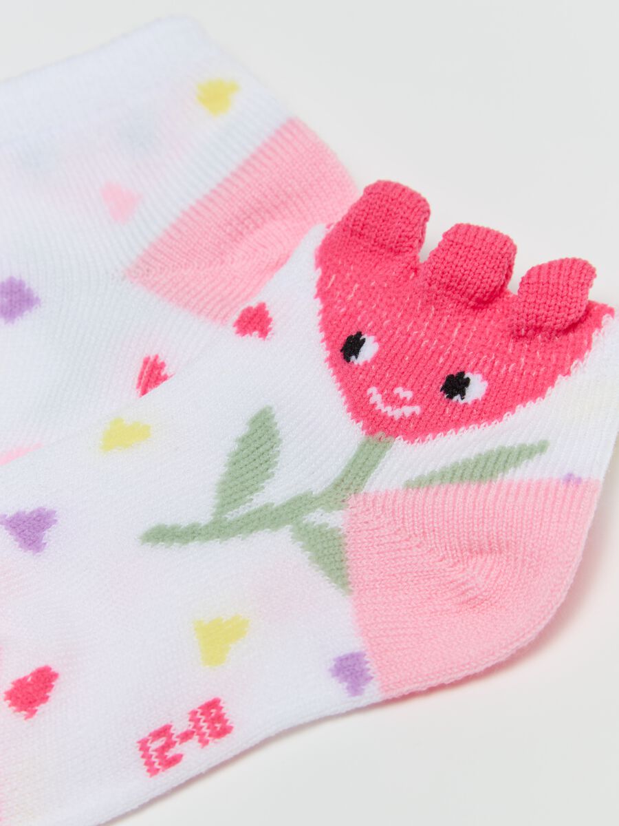 Two-pair pack short socks with flowers design_2