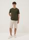 Beige organic cotton Bermuda shorts with elasticated waist_0