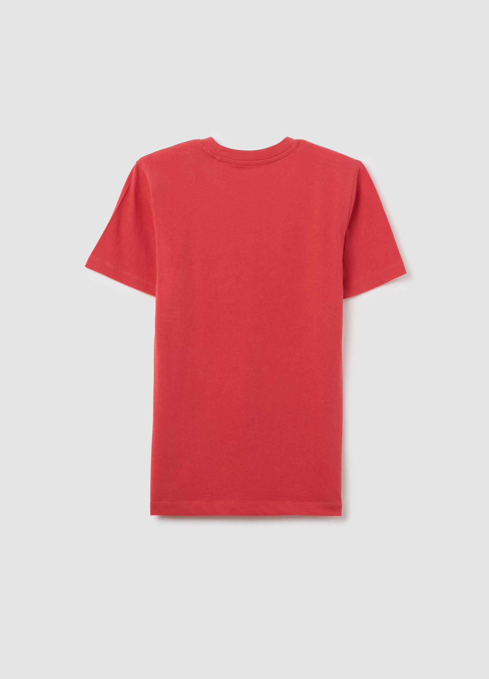Boys' pure cotton red regular fit T-shirt with print