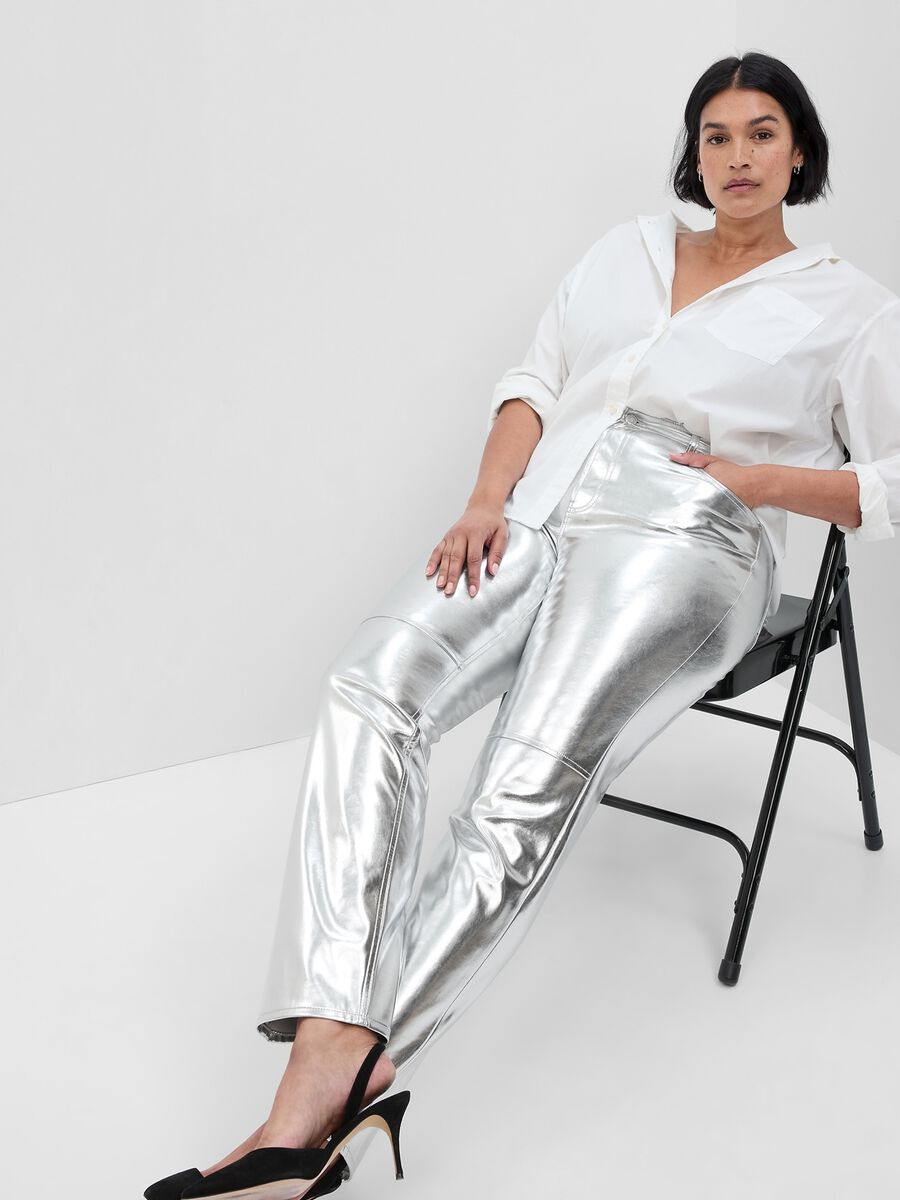 Glossy-effect straight-fit trousers_2