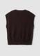 Gilet marrone con scollo profondo a V e bottoni over fit_2