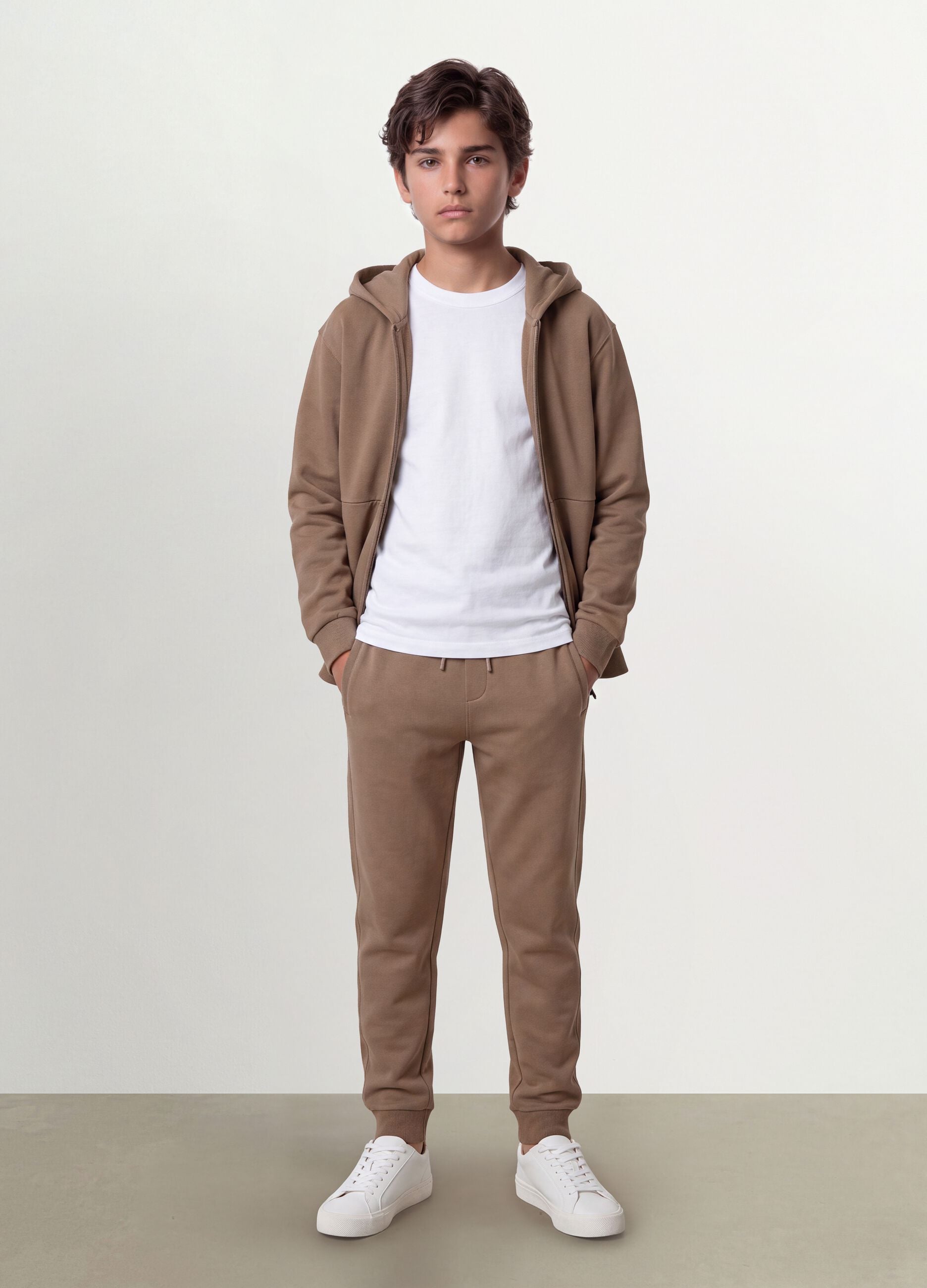Beige organic cotton jogger trousers