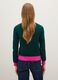 Green pure wool jumper with contrast cuffs_3