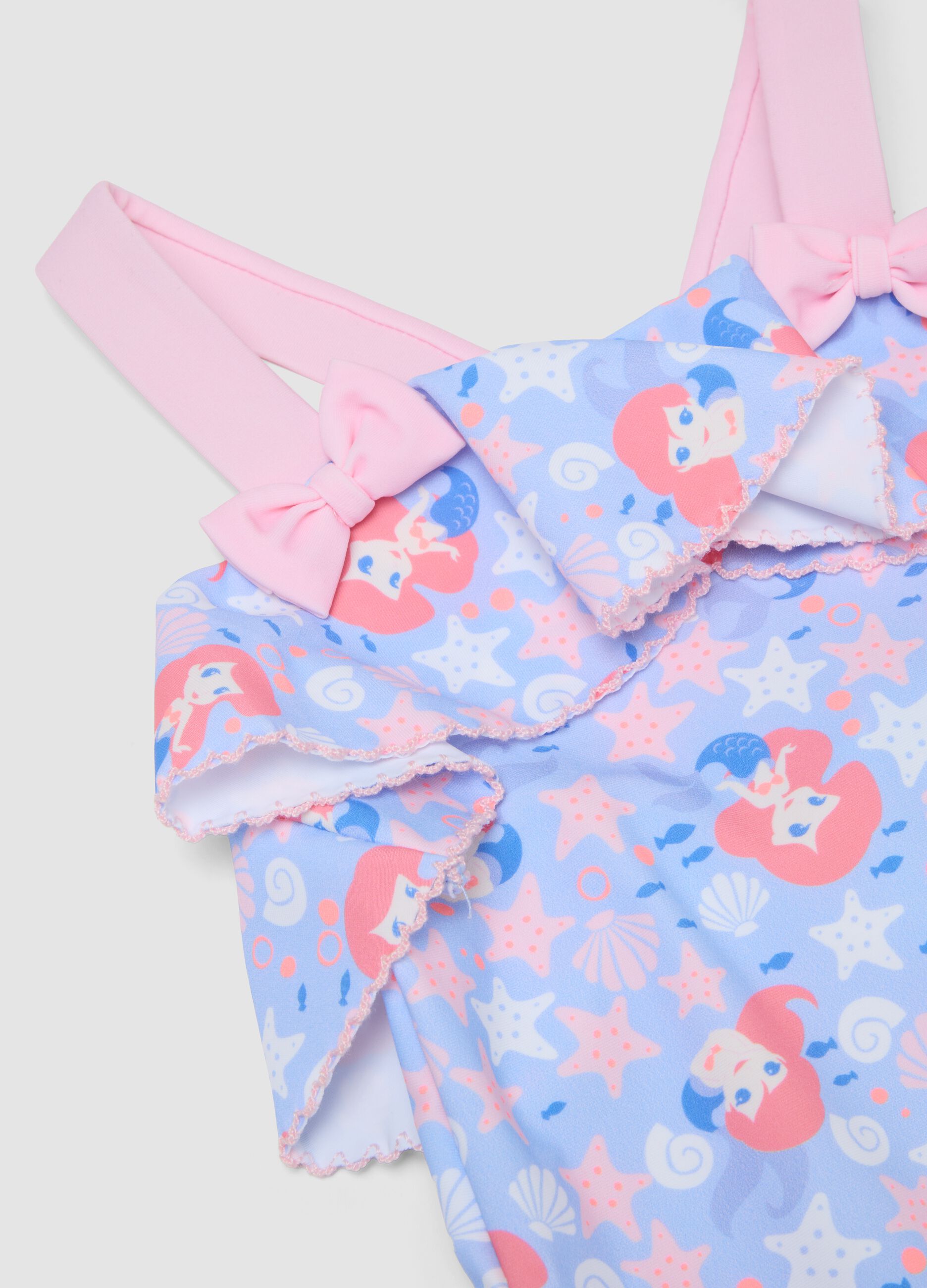 Baby girls&rsquo; light blue stretch swimsuit with frills