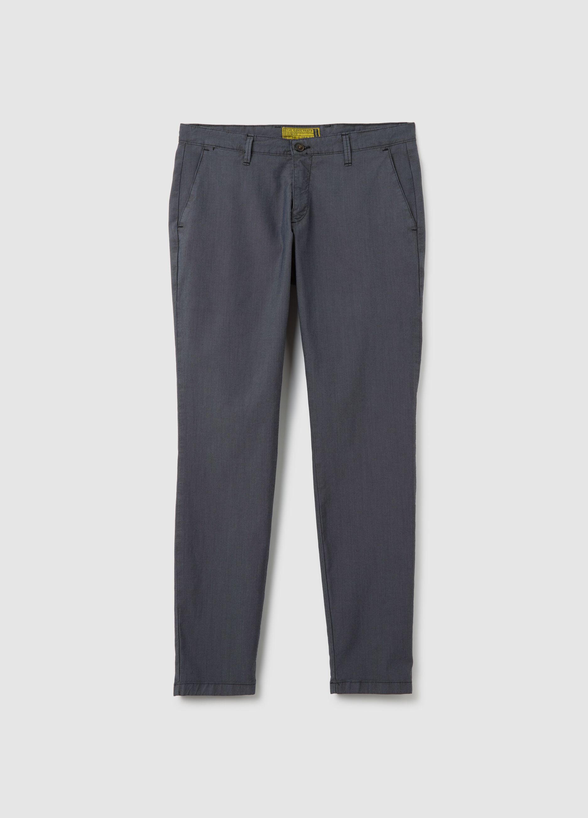 Men's blue slim fit stretch cotton trousers