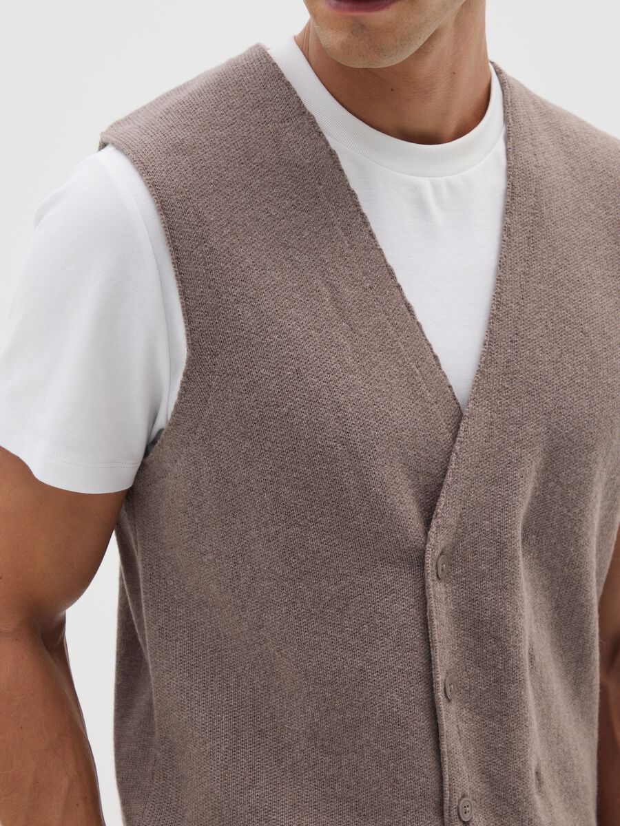 Gilet in misto cotone marrone regular fit_3