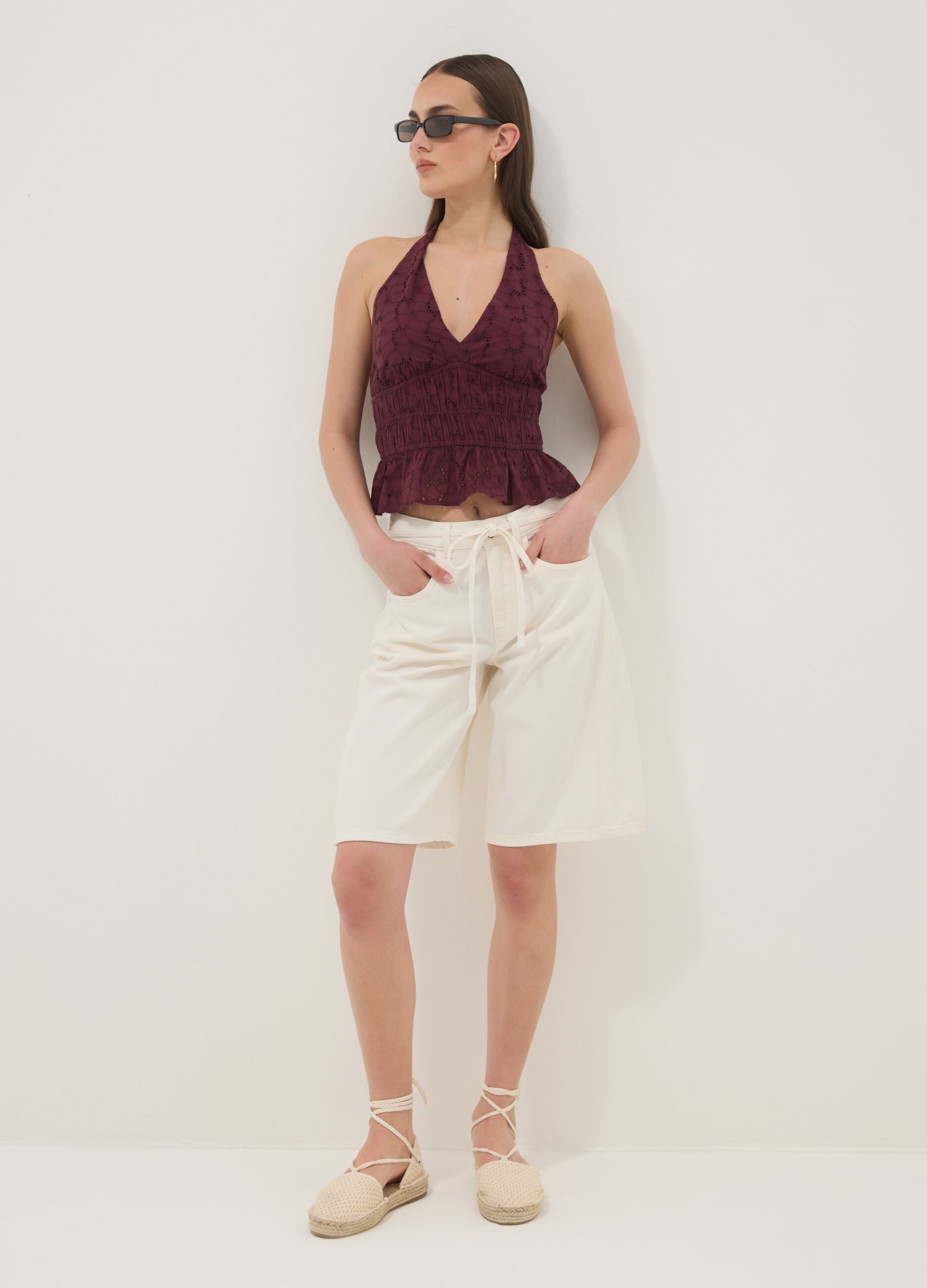 Purple pure cotton halterneck top
