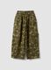 Green pure cotton wide-leg trousers with camo print_0