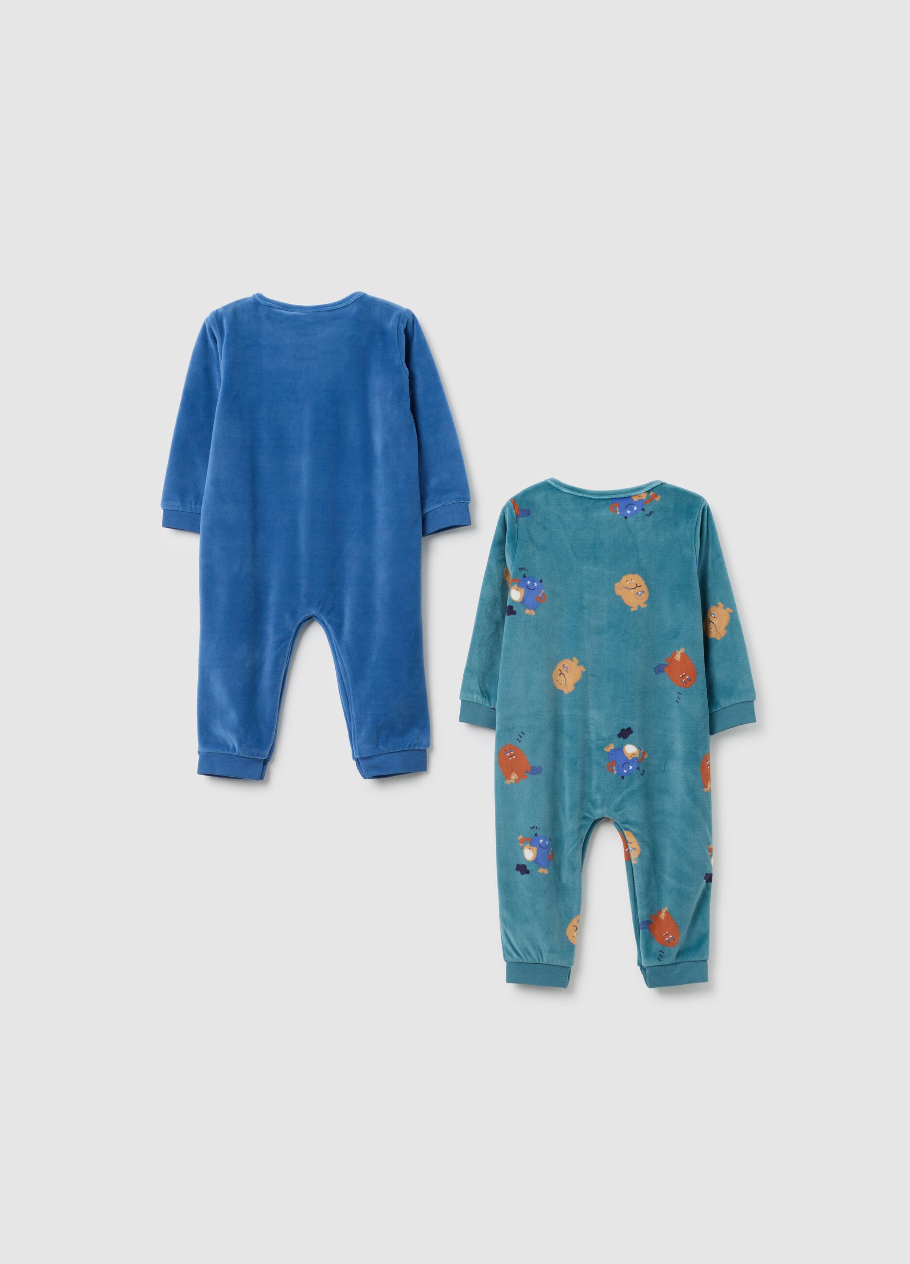 Newborn Velour Playsuit Twin Set with Snap Closure, Multicolor