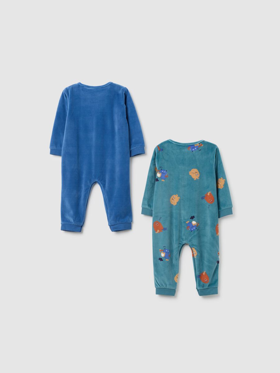 Newborn Velour Playsuit Twin Set with Snap Closure, Multicolor_1