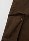 Brown stretch cotton cargo shorts, regular fit_5
