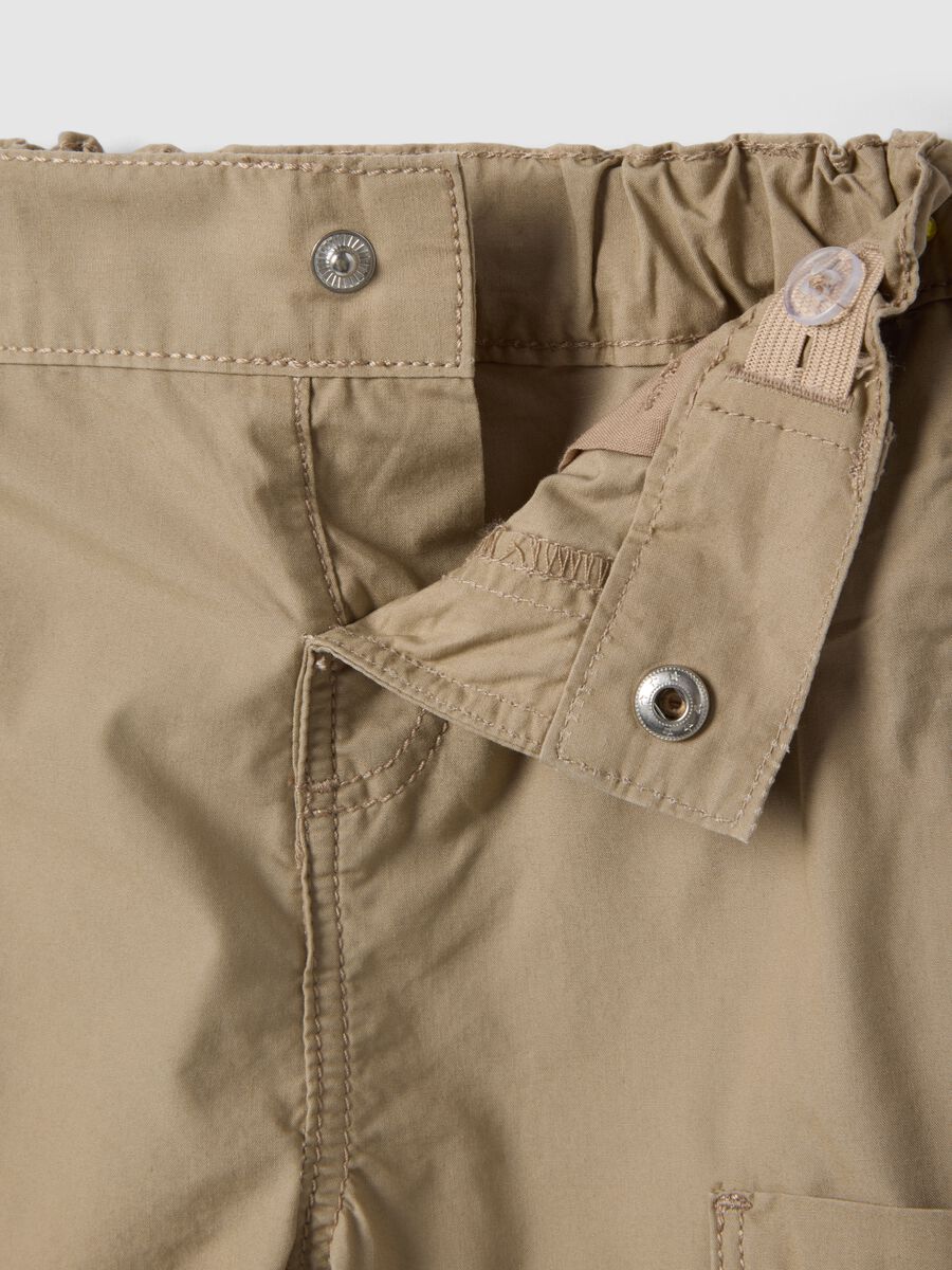 Children's beige pure cotton cargo trousers with regular fit_2