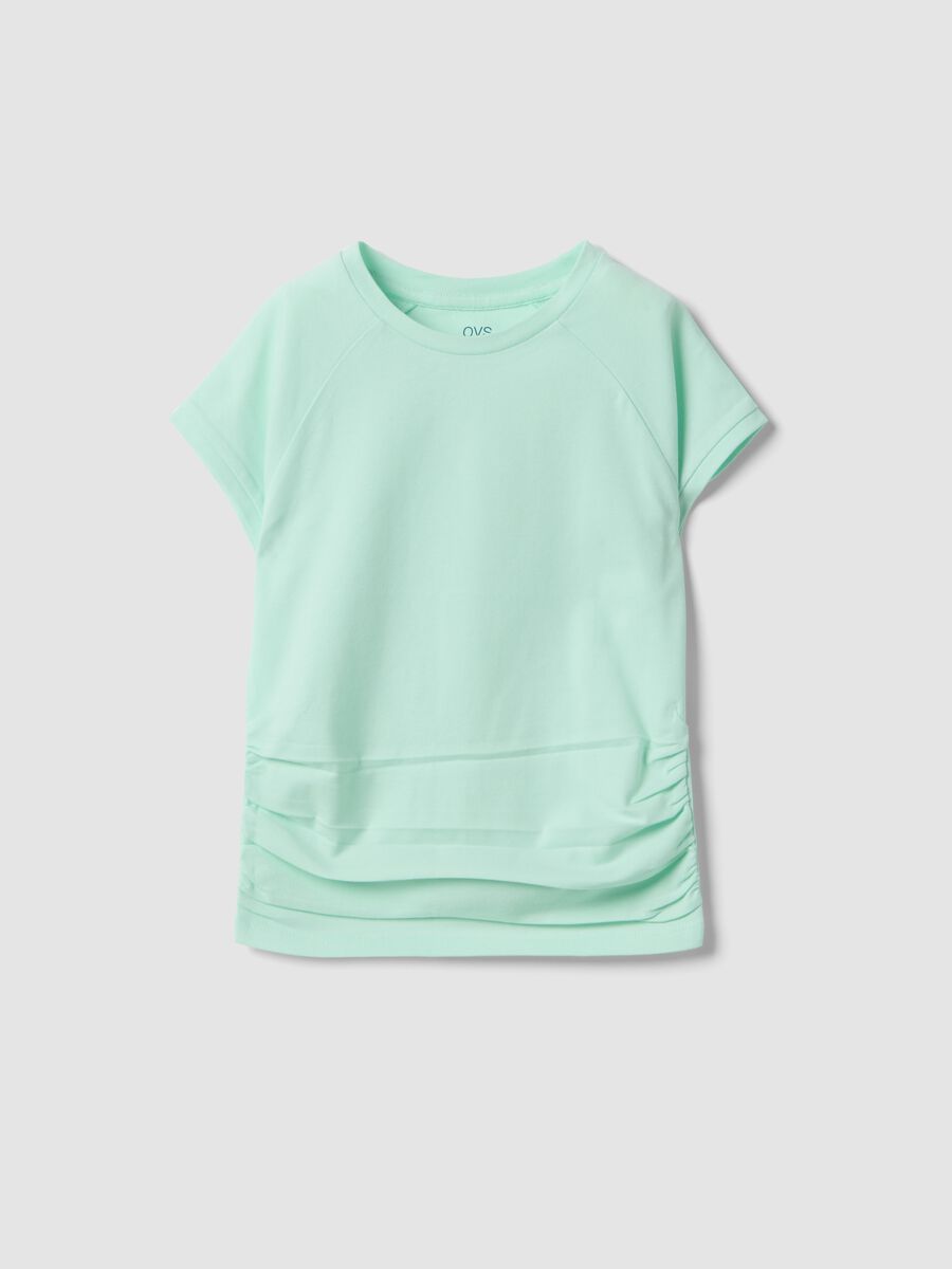 Girls' green slim fit stretch cotton T-shirt_3