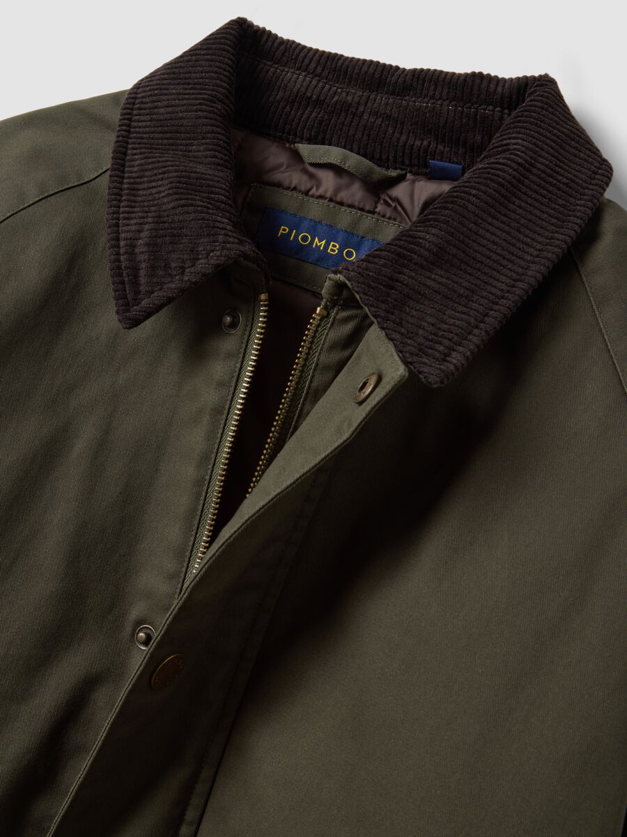 Green pure cotton jacket with velvet collar_1