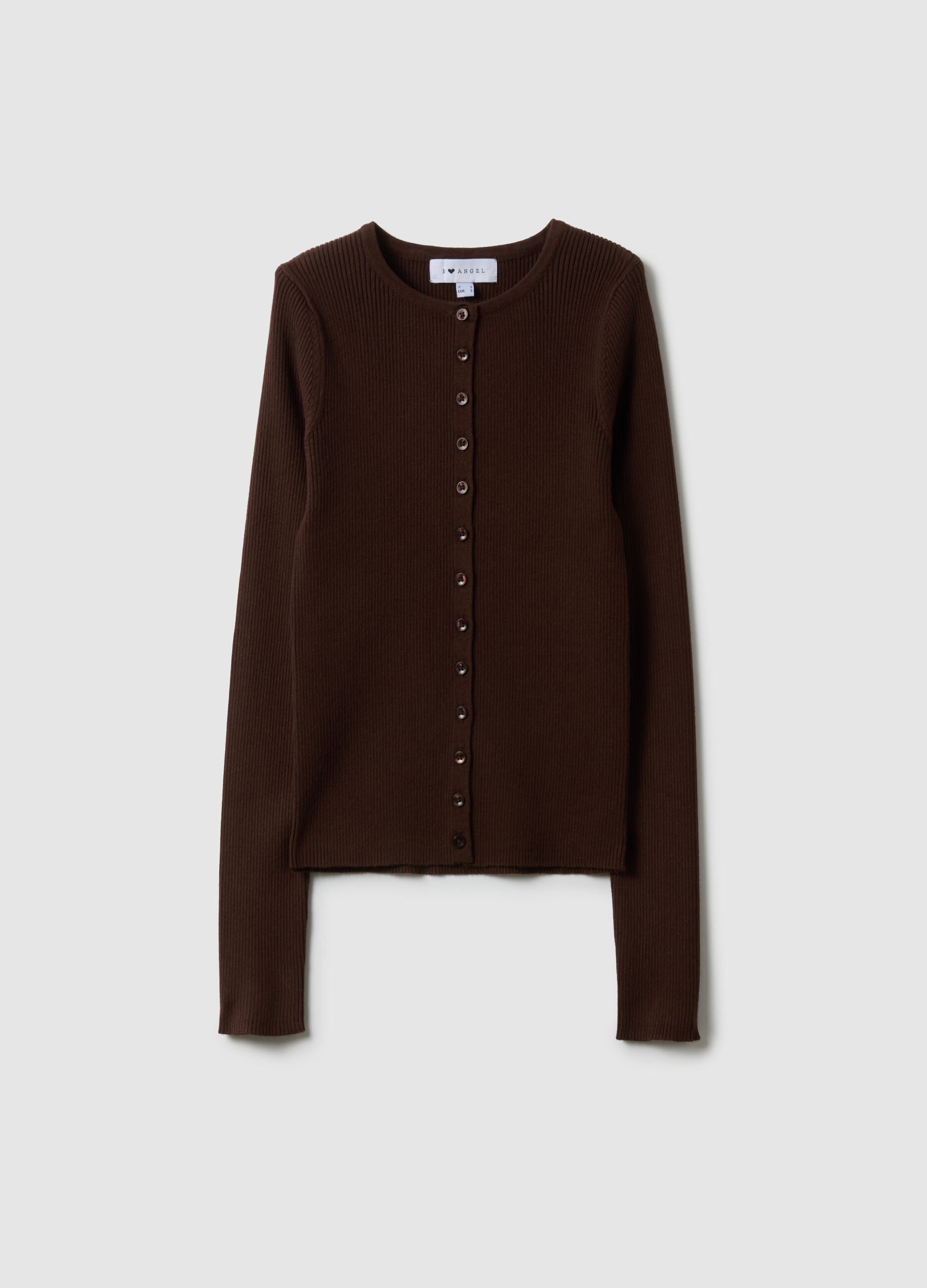 Cardigan in misto viscosa marrone vestibilit&agrave; fitted