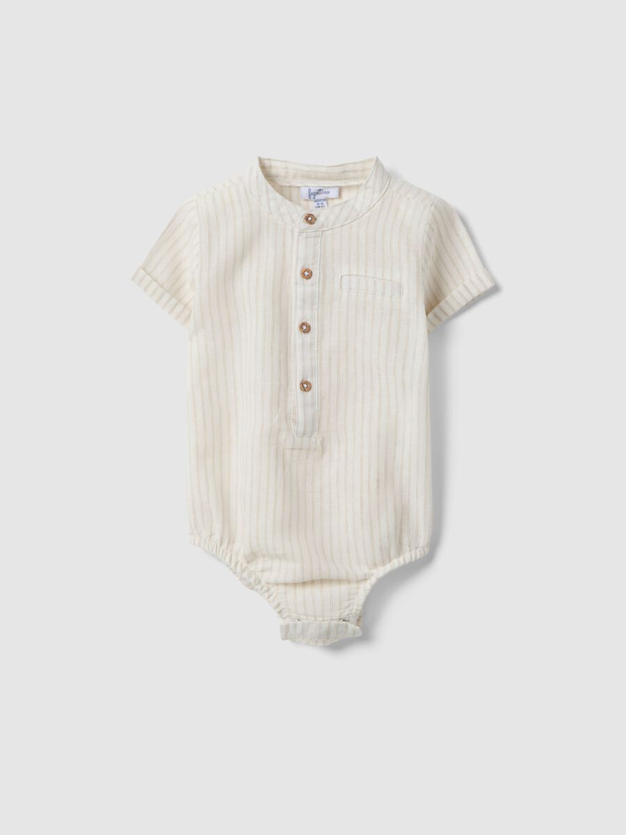 Body beige in misto lino e cotone_0