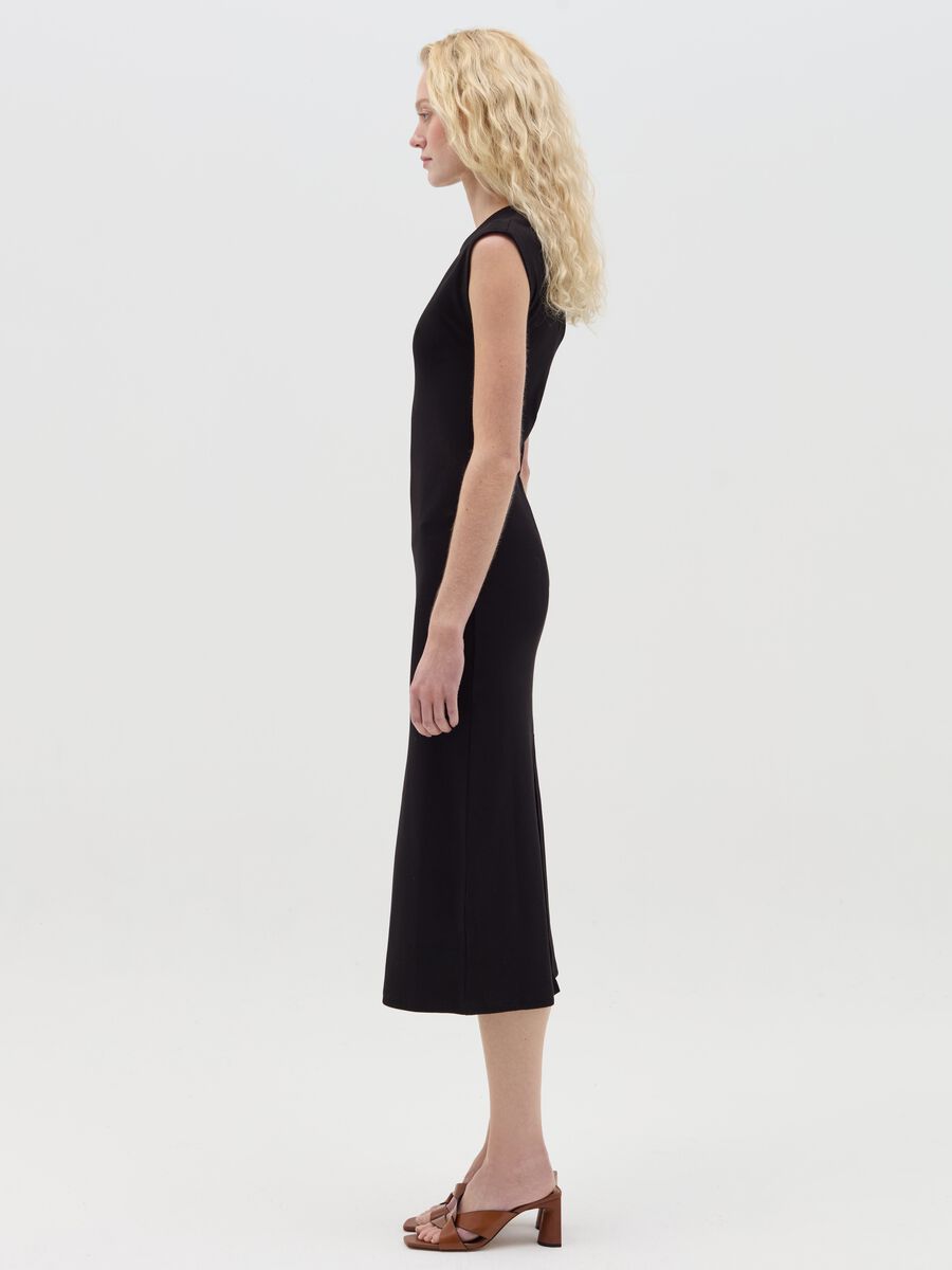 Essentials grey midi dress in stretch cotton_1