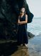 Black maxi dress in pure cotton with V-neck_0