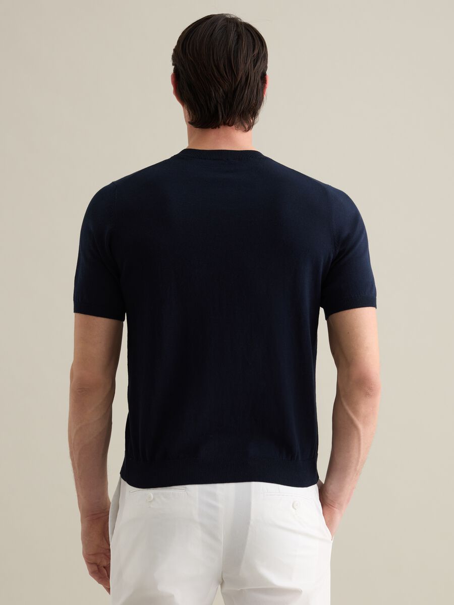 Blue T-shirt in cotton and silk_3