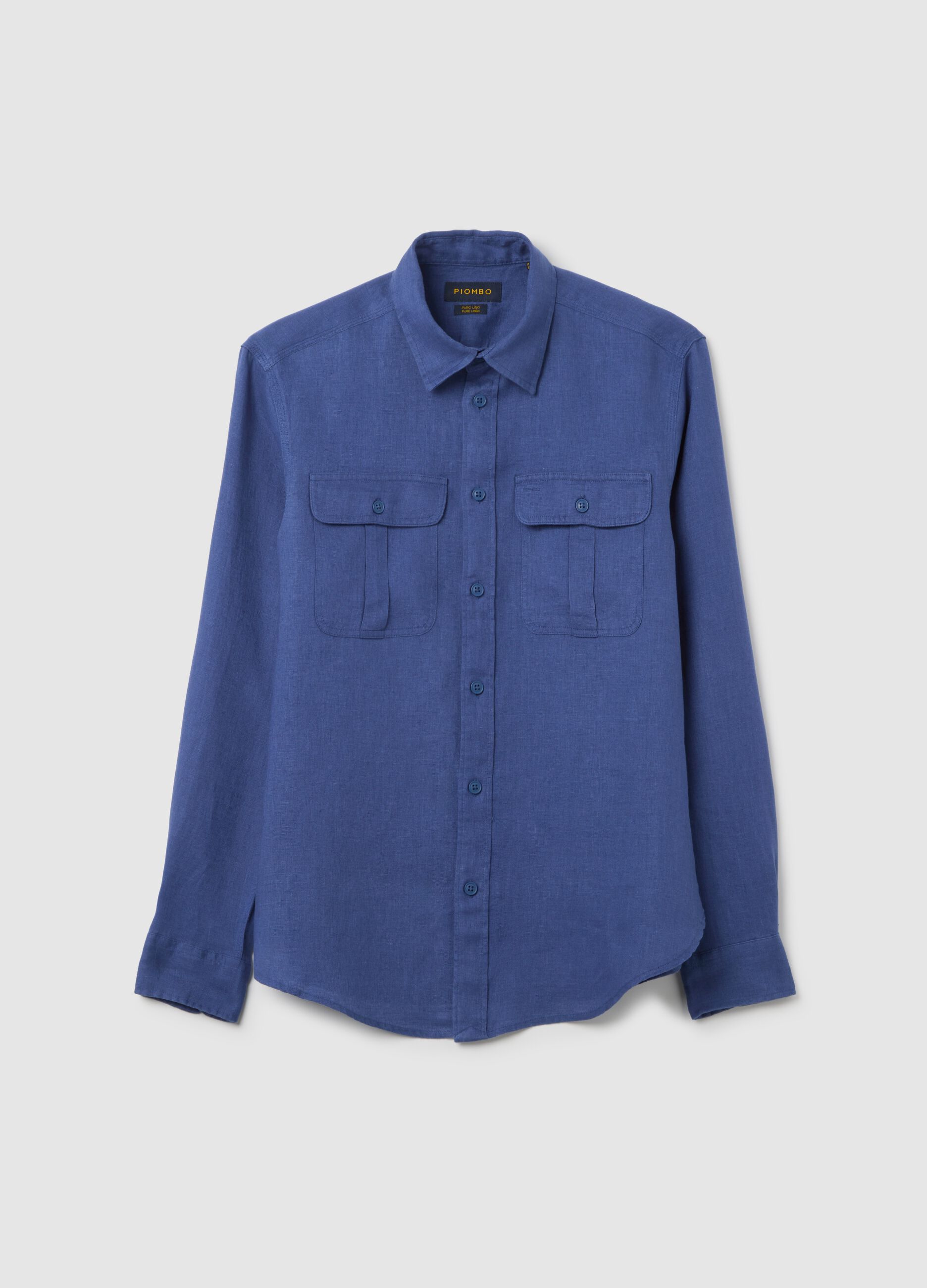 Classic Blue Pure Linen Shirt by Piombo