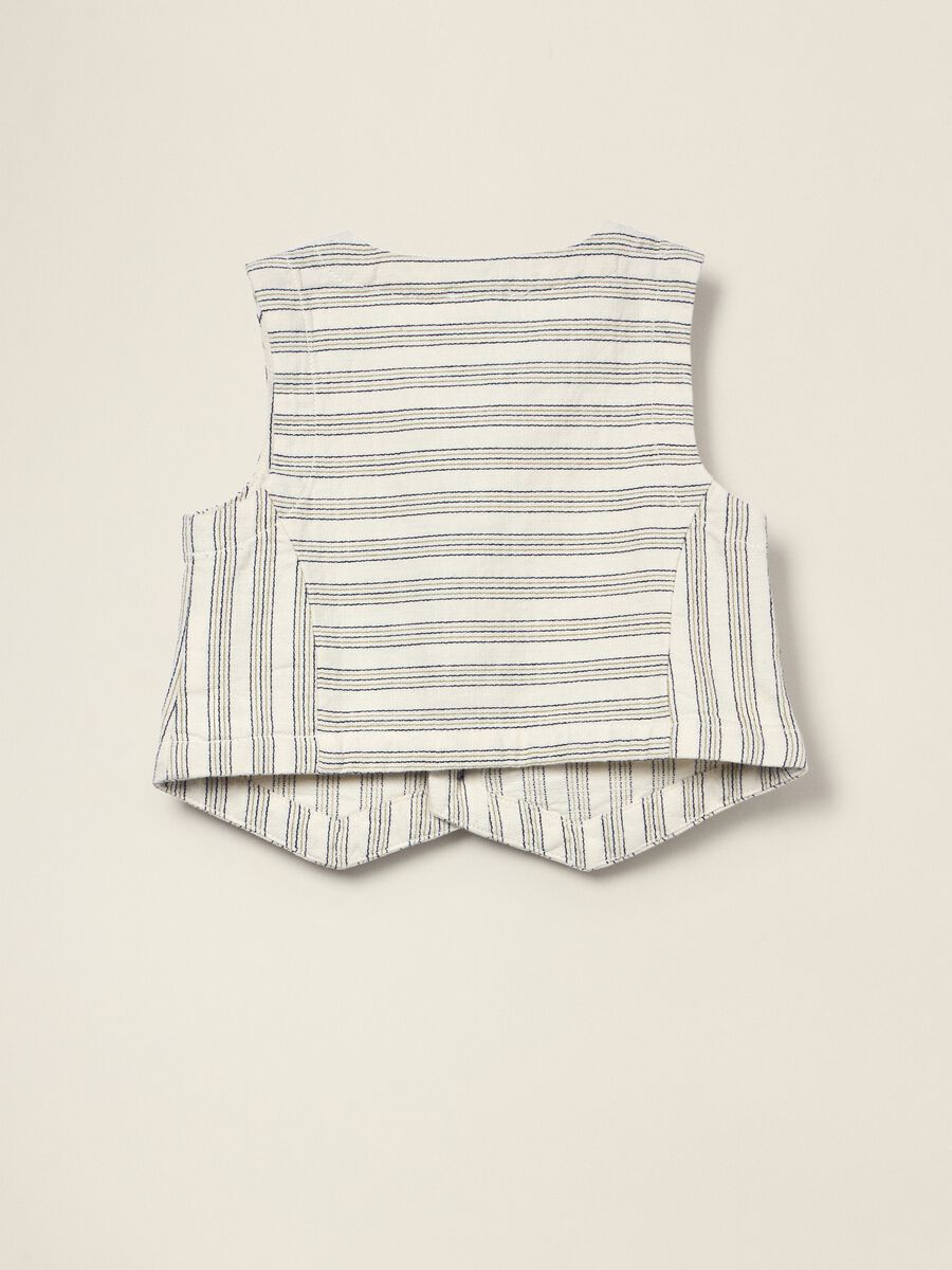 Beige pure cotton striped waistcoat_1