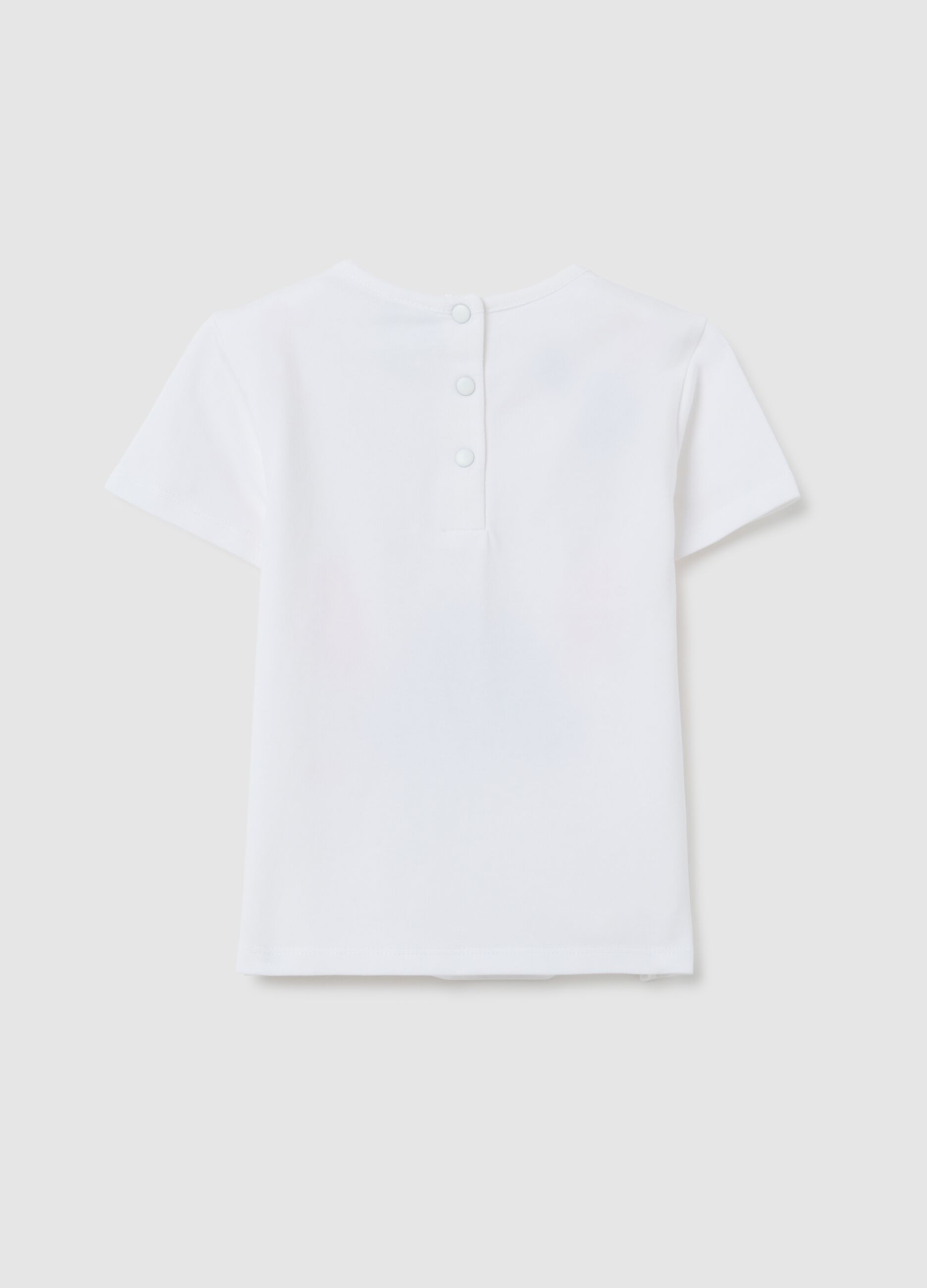 T-shirt da bambina in cotone elasticizzato bianca con Stitch