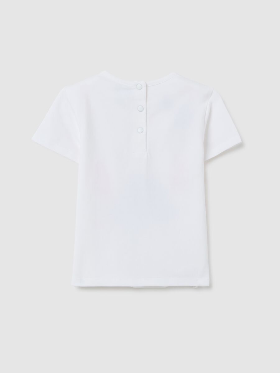Girl's white stretchy cotton t-shirt with Stitch_1