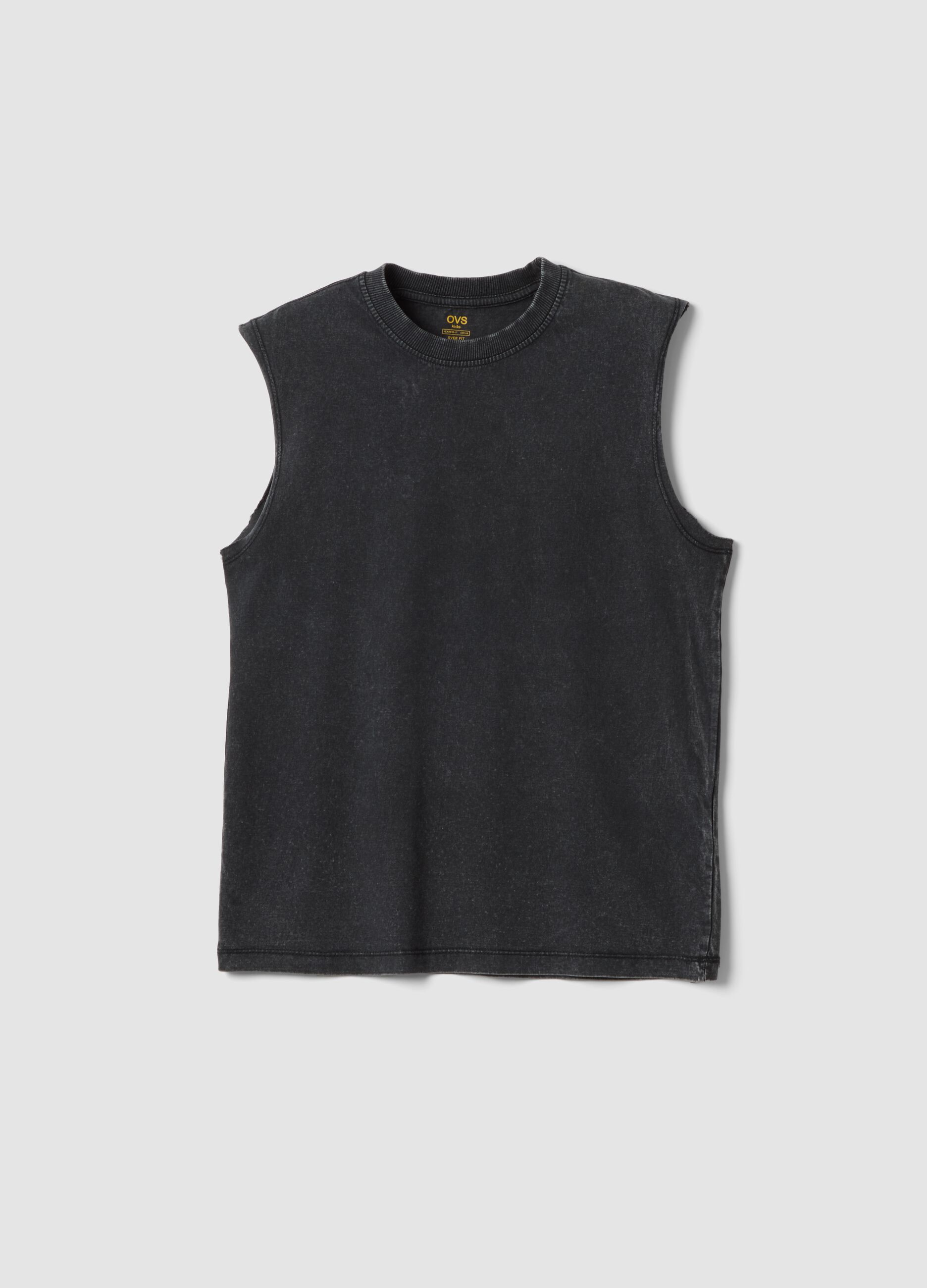 Black pure cotton vest top