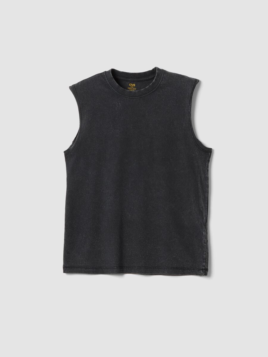 Black pure cotton vest top_0
