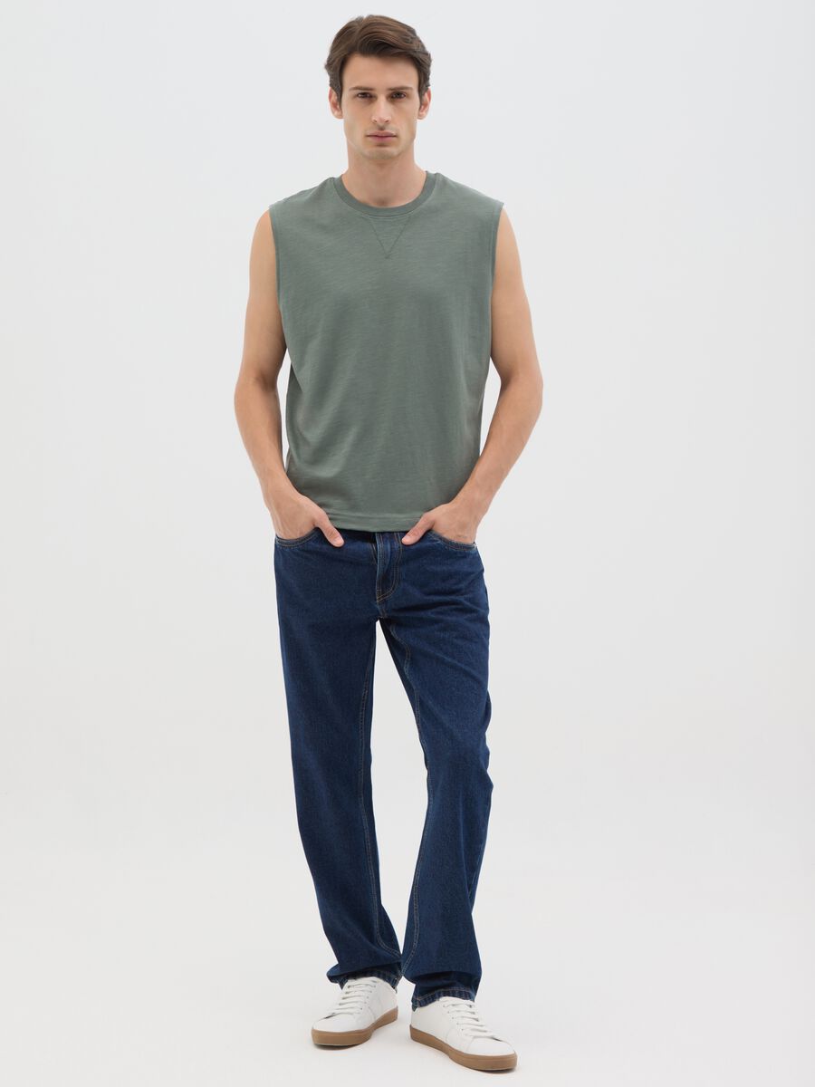 Men's Green Pure Cotton Vest - Relaxed Fit_1