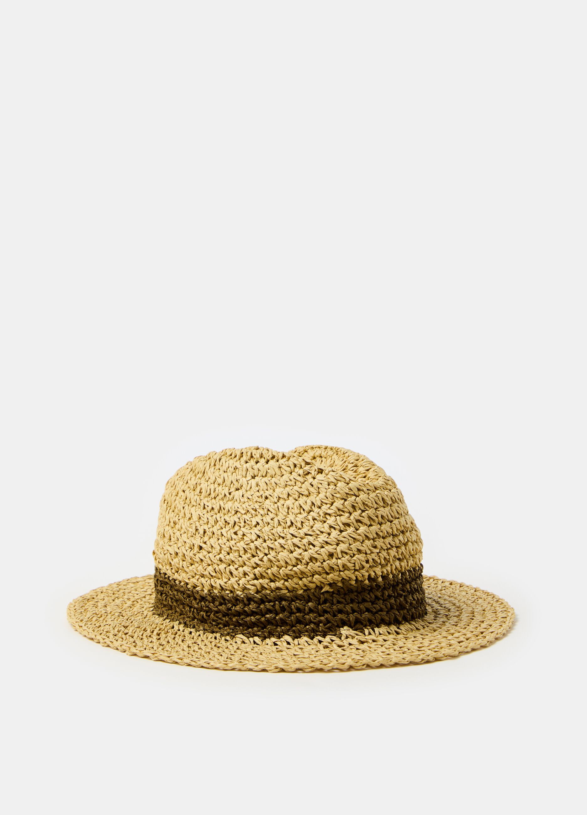 Raffia hat with contrasting detailing