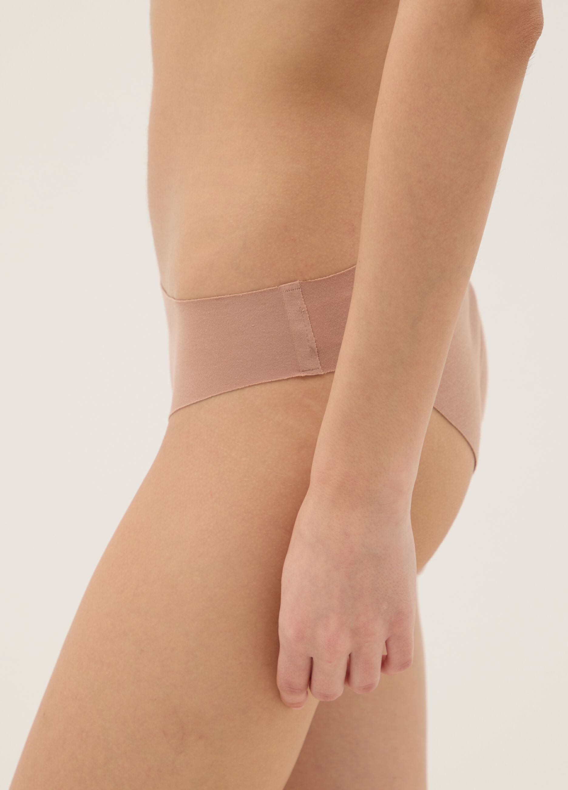 Beige regular fit stretch cotton briefs