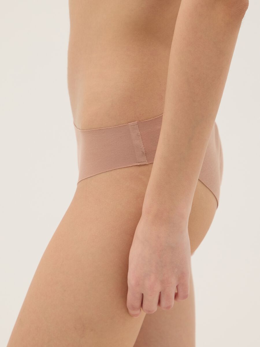 Beige regular fit stretch cotton briefs_3