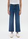 Blue Wide Leg Stretch Cotton Blend Jeans_3