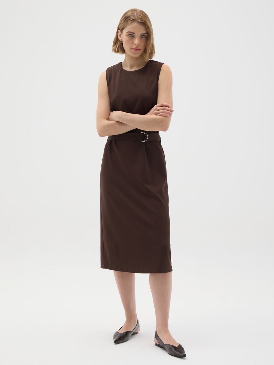 Brown slim fit stretchy fabric dress_0