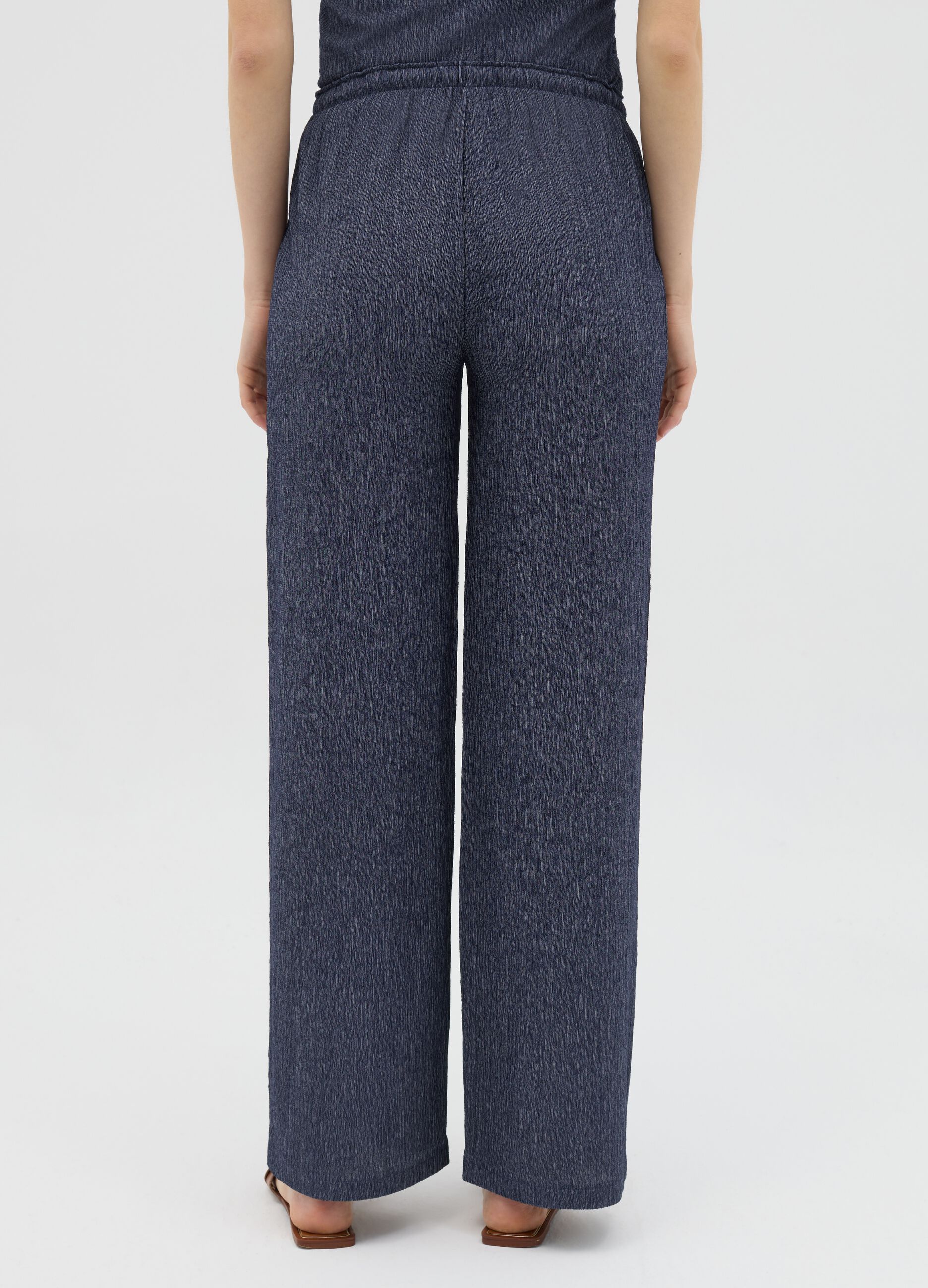 Wide blue trousers in stretch jersey