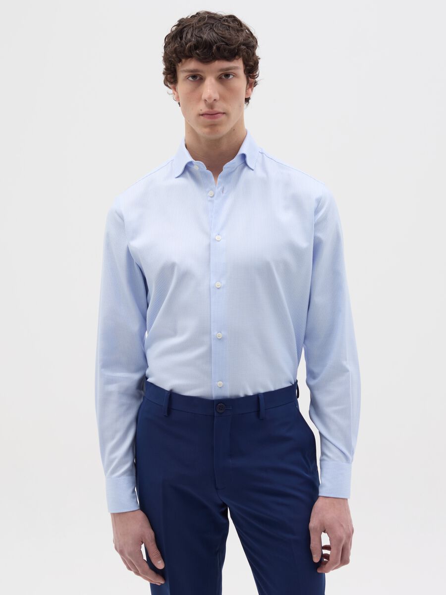 Regular-fit no-iron shirt with micro pattern_0