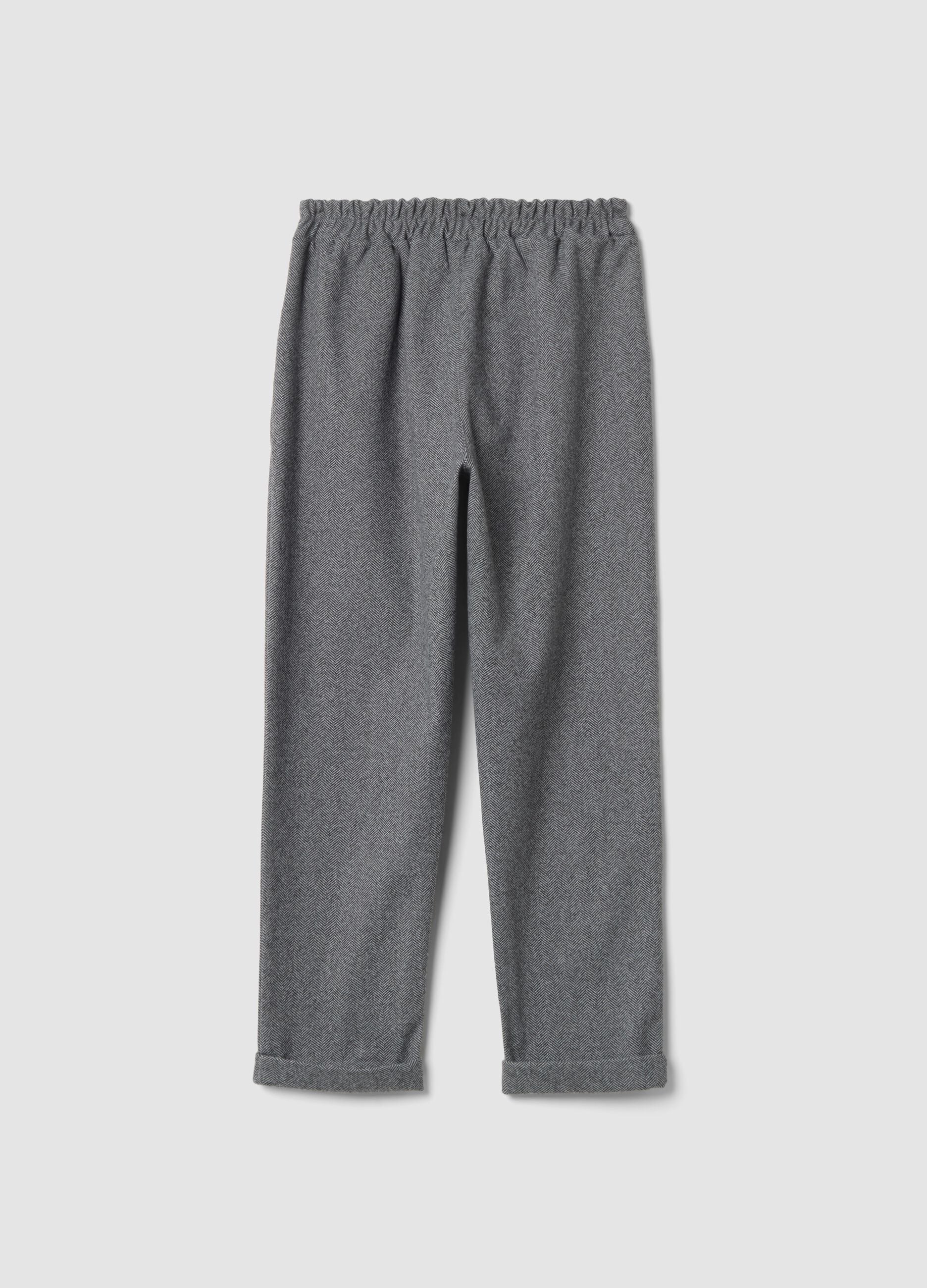 Grey regular-fit trousers with chevron pattern
