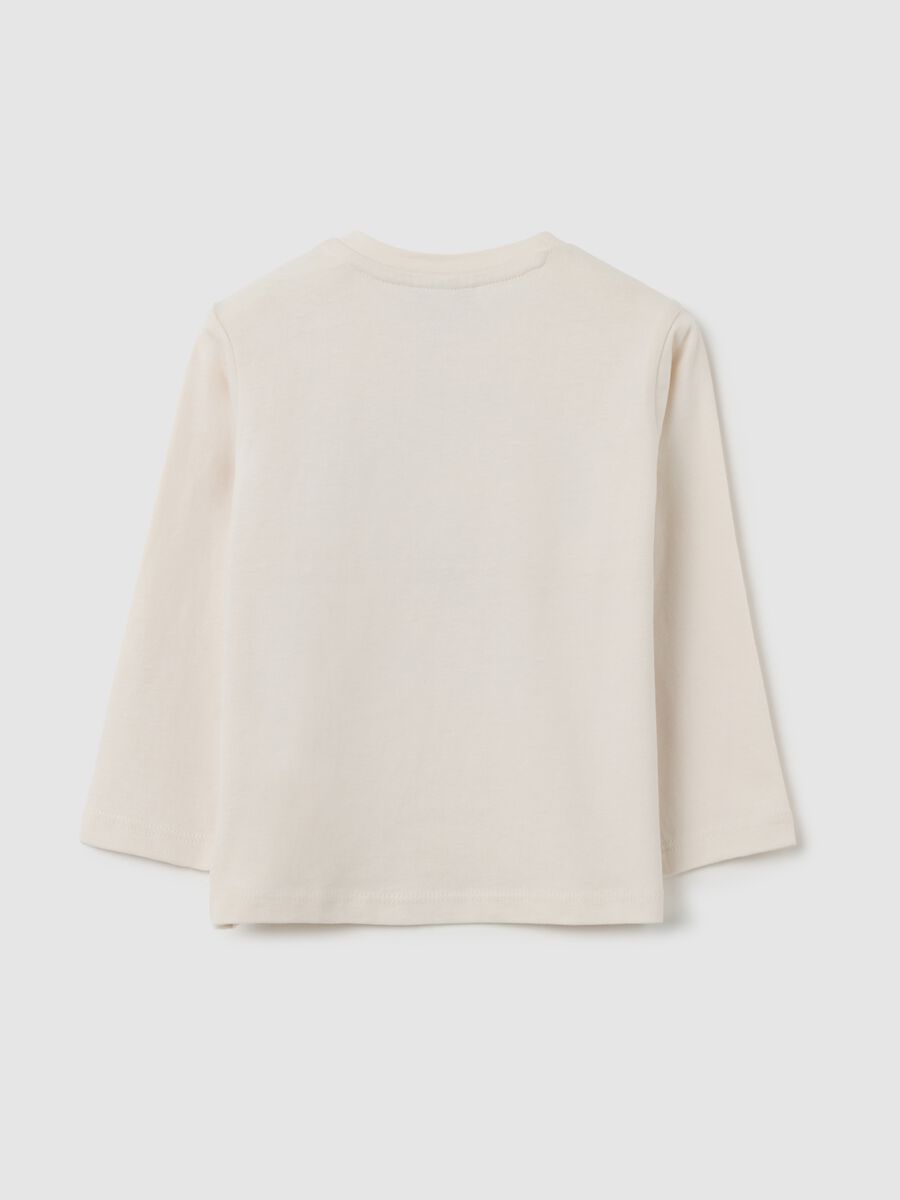 Children's beige pure cotton t-shirt with print_1