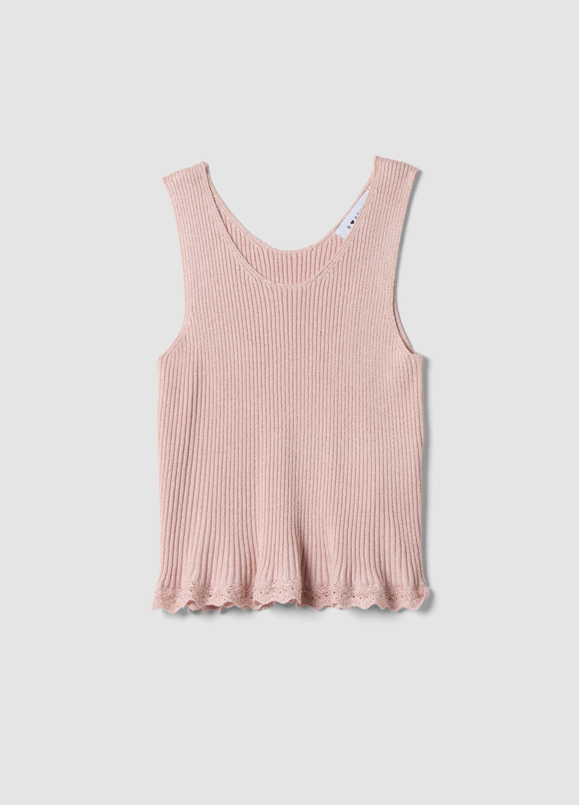 Pink fitted viscose-blend top