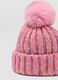 Pink rib-knit hat with pompom_2