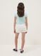 Girls&rsquo; white denim cargo shorts in stretch cotton, slim fit_1
